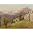 thumbnail image 2 of Konrad Petrides 18x14 Black Ornate Wood Framed Double Matted Museum Art Print Titled - Mountain Landscape, 2 of 5