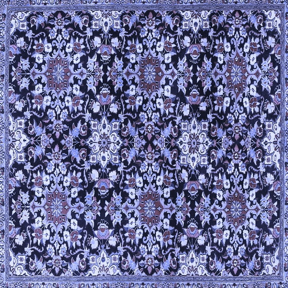 Ahgly Company Machine Washable Indoor Square Persian Blue Traditional Area Rugs, 4' Square