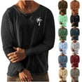thumbnail image 5 of Fancifize Men's Casual Long Sleeve Shirt Cotton Linen Crew Neck Pullover Tops Lightweight Work Outdoor Outfits, 5 of 5