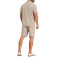 thumbnail image 3 of INSPIRE CHIC Men's 2 Pieces Sets Polo Shirt & Drawstring Shorts Textured Outfits 2XL Beige, 3 of 4