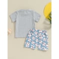 thumbnail image 4 of Elippeo 2Pcs Baby Boy Summer Outfits 6 12 18 24 Months 3 Years Short Sleeve Baseball Bat Print Tops + Shorts Set Toddler Clothing, 4 of 8