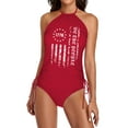 thumbnail image 4 of Women's American Flag 1776 We The People Printed Swimsuit 2 Piece Tankini Sets Halter Skinny Tops With Low Rise Briefs Swimsuit Set For Summer Beachwear Diving Bathing Suits S, 4 of 6