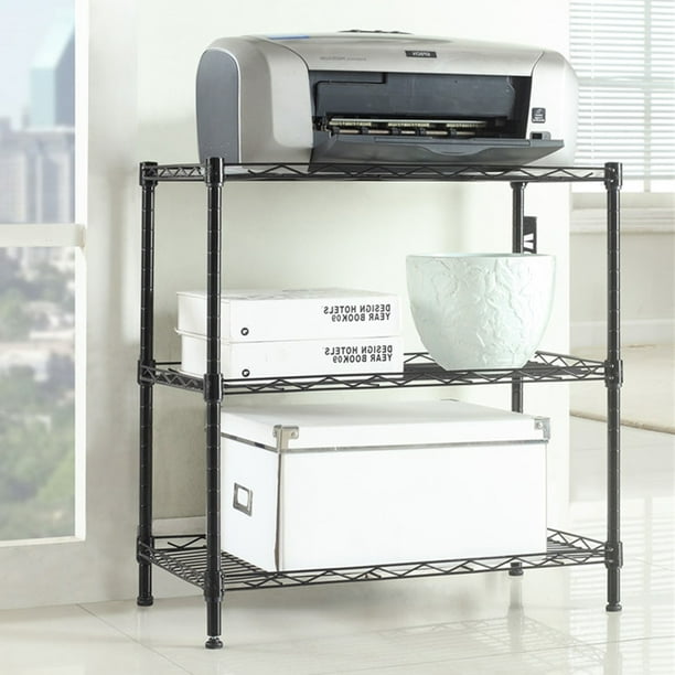 3-Tier Wire Storage Shelf – Carbon Steel & PP, Adjustable, Holds 198 Lbs, Black