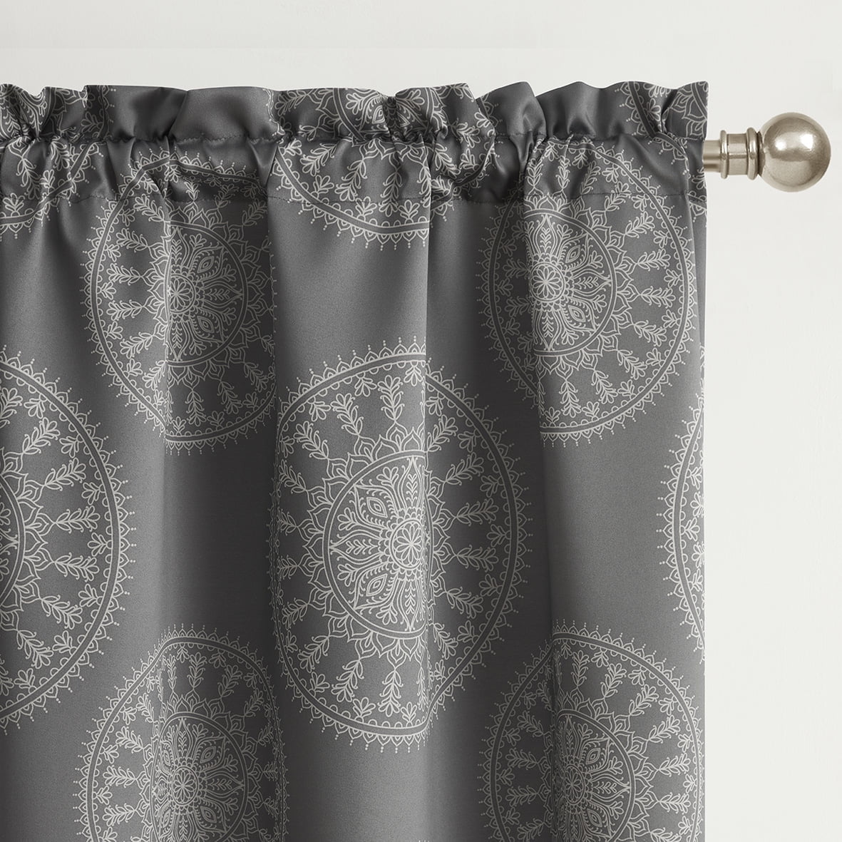 (2 pack) Mainstays Blackout Curtain Panel Pair, Set of 2, Medallion Gray, 30"W x 84"L