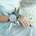 thumbnail image 5 of Ksopiavobs Set of 2 Wrist Corsage Wristlet for Wedding Bridesmaid Mother Grandmother for Bridal Shower Wedding Artificial Roses Flower Prom (Dusty Blue), 5 of 5