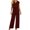 Wine, variant on Womens Jumpsuit Sleeveless Casual Summer Side Split Overalls Jumpers Spaghetti Strap Lightweight Baggy Long Pants Rompers with Pockets