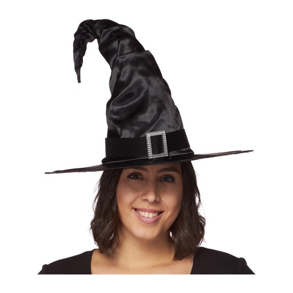 Satin Witch Hat With Buckle 16” High Costume Accessory