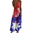thumbnail image 2 of Wycnly Summer Dresses for Women Formal Dresses for Women Independence Day Loose Spaghetti Strap Patriotic Maxi Dresses Womens Fashion Star Print V-Neck Sleeveless Long Dress, 2 of 5