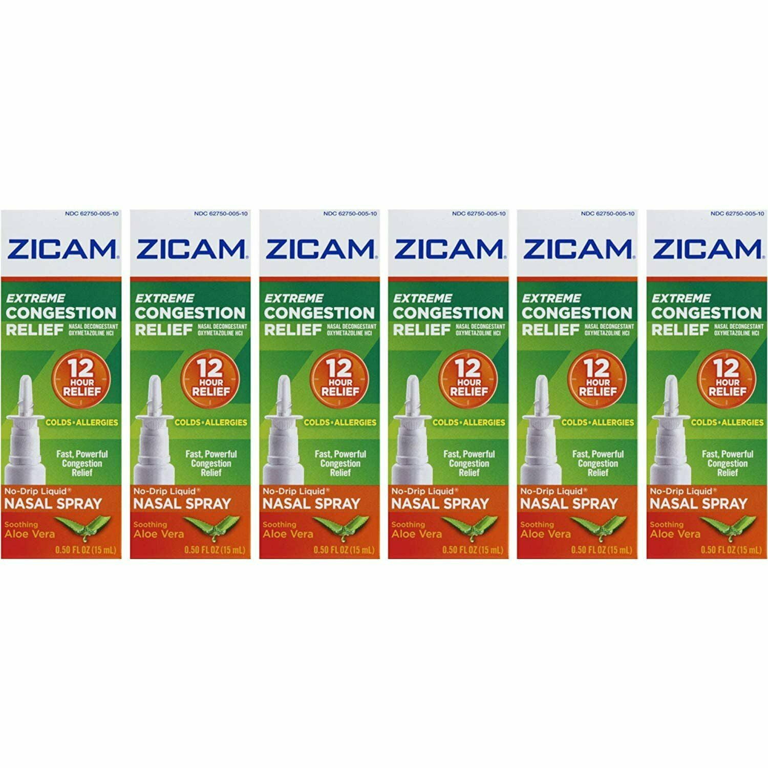 Zicam Nasal Spray Extreme Congestion Relief Colds + Allergies, 0.50 oz, 6 Pack
