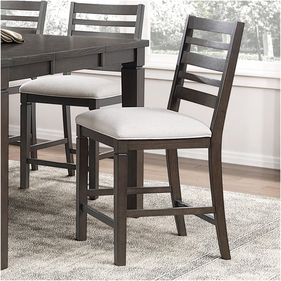JERFIT Counter Height Dining Chairs Set of 2, Upholstered Bar Stools with Wood Frame, Espresso Finish Kitchen Island Seating for Dining Room