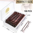 thumbnail image 3 of KANPRINCESS 100PCS 2.4Inches/6cm Hair Pins,Brown Bobby Pin, Hair Bobby Pins for All Hair Types,Hair Accessories for Women Lady Girls Hairdressing Hair Salon Bun Hair Pin With Clear Storage Box(Brown), 3 of 7