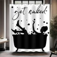 thumbnail image 2 of Get Naked Shower Curtain Black White Funny Quote Simple Fun Letters Print Shower Curtain for Bathroom Decor Set with 12 Hooks 72x72 Inches, 2 of 5