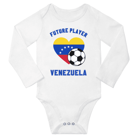 

Future Venezuela Soccer Player Baby Long Slevve Rompers Clothes Outfits (White 18-24 Months)