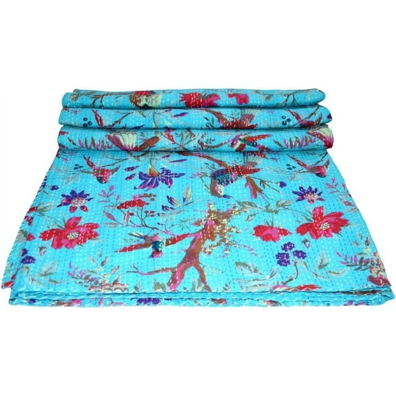 Beautiful Home Décor 100 % cotton Kantha Quilt , Bedspread , Blanket Size ( Queen 90" x 108" )