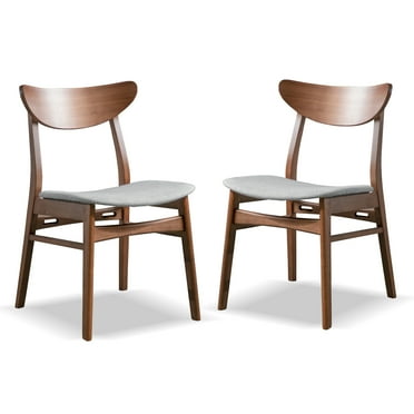 Furniture of America Erik Mid-Century Wingback Wood Dining Chairs, Walnut (Set of 2)