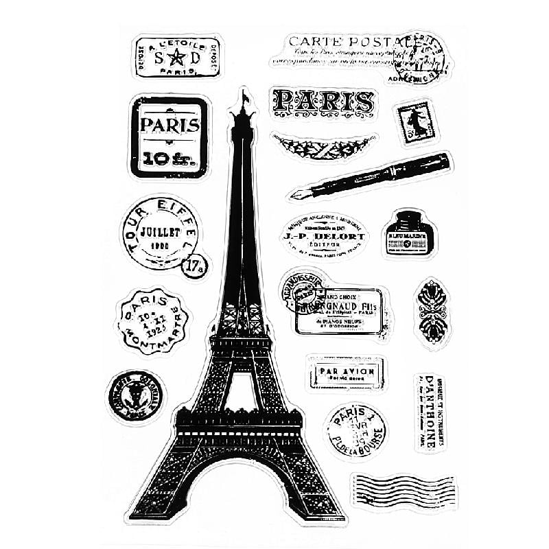 Inkadinkado Eiffel Tower Paris Wood Stamp for Arts and Crafts 4.75 W x 2 L 