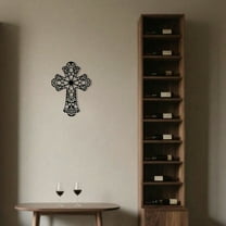 1pc Vintage Metal Wall Cross Decor - Rustic Farmhouse Wall Art, Gothic Cross Hanging for Home,  Living Room & Office | Christian Holiday Decor, Christmas & Halloween Home Accents | Housewarming Gift