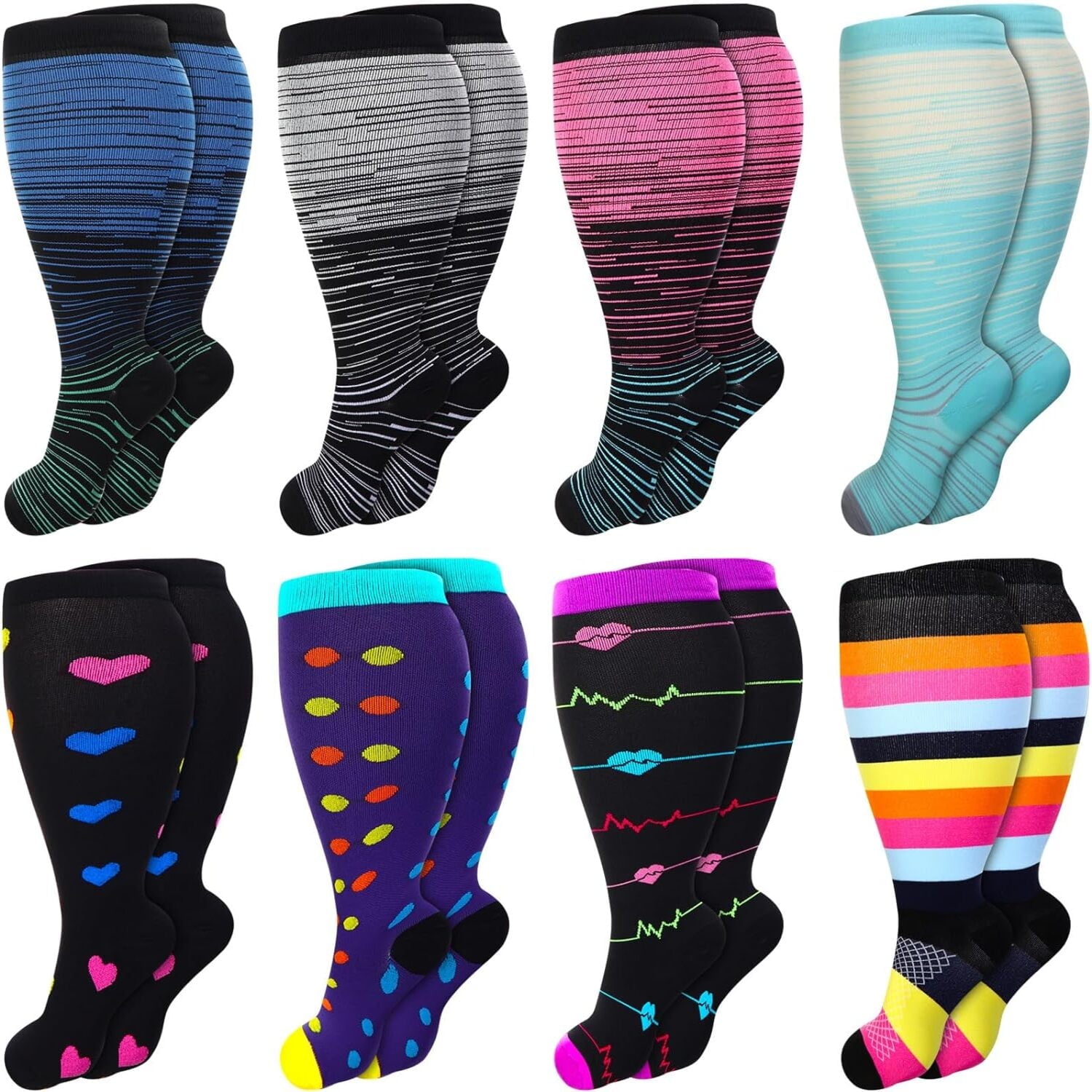 Plus Size Compression Calf Sleeves - Extra Wide 15-20mmHg Support For Men & Women