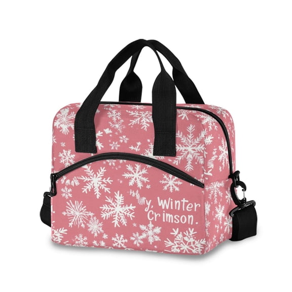 DIXRUYEE Lunch Bag Double Deck Lunch Tote Bag Fashion Charming Snowflakes on Pin Printed
