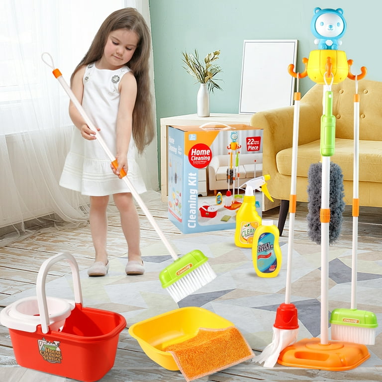 NETNEW Kids Cleaning Set Pretend Play Toys for girls 3-6 years 22 Piece for  Toddlers Broom Set Household Cleaning Tools Housekeeping Toys Girl & Boys  Kitchen Toys 