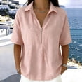 thumbnail image 4 of cfhntfmh Womens Tops Summer Half Sleeve Collared V Neck T-Shirts Zipper Loose Casual Workout Shirts Solid Color Clothes, 4 of 6