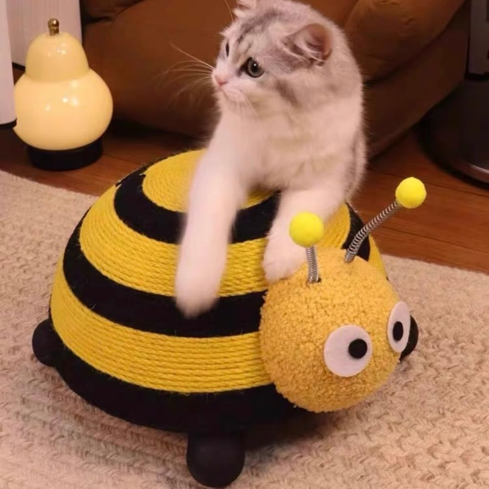 ShadeMart Cat Toy with Sisal Rope Ball, Durable Interactive Toy for Indoor & Outdoor Play (Bee)
