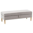 thumbnail image 5 of Pemberly Row Light Gray Velvet Fabric 48" Long Storage Ottoman with Wood Legs, 5 of 12