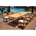 thumbnail image 4 of Grade-A Teak Dining Set: 8 Seater 9 Pc: 118" Double Extension Mas Rectangle Trestle Leg Table And 8 Veranda Armless Chairs WholesaleTeak #WMVR89, 4 of 5