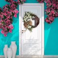 thumbnail image 6 of Easter Wreath with Cross - He is Risen,16'' Simulation Flower Lily & Tulip Bow Silk Scarf Religious Garland Easter Front Door Hanging Decoration Home Decor, 6 of 7
