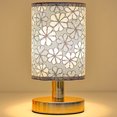 thumbnail image 2 of USB-Nachttischlampe mit Schirm aus Leinenstoff  Schreibtischlampe (Plum Blossom-Gold), 2 of 7