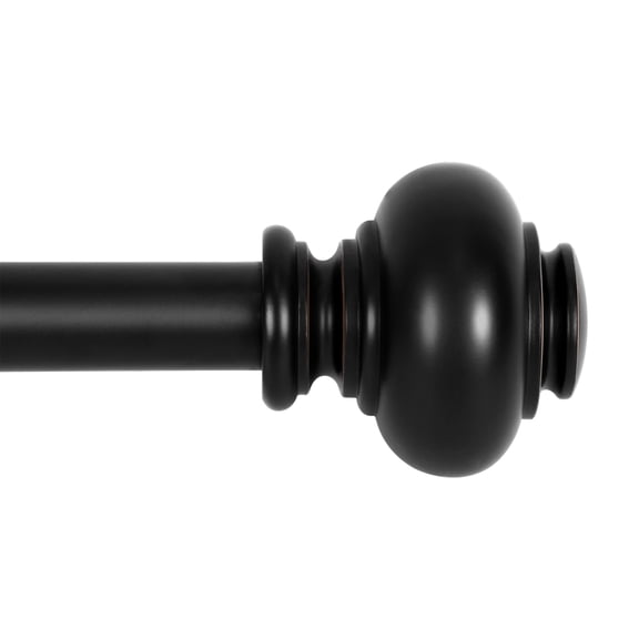 Curtain Rods for Windows, 1 Inch Diameter Modern Adjustable Decorative Drapery Rods, Window Curtain Rod with Classic Finials, Black Finish