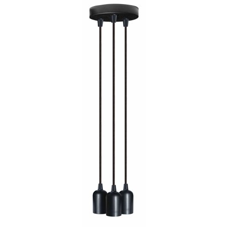 Triple Socket Metal Black Hardwire Cord Kit Ceiling Pendant Light Fixture W Braided Cloth 10 Ft Triple Socket Metal Black Hardwire Cord Kit Ceiling Pendant Light Fixture W Braided Cloth 10 Ft