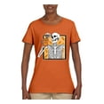 thumbnail image 2 of Wild Bobby Pumpkin Spice Latte Skeleton Orange Black and White Halloween Women Graphic Tee, Orange, Large, 2 of 6