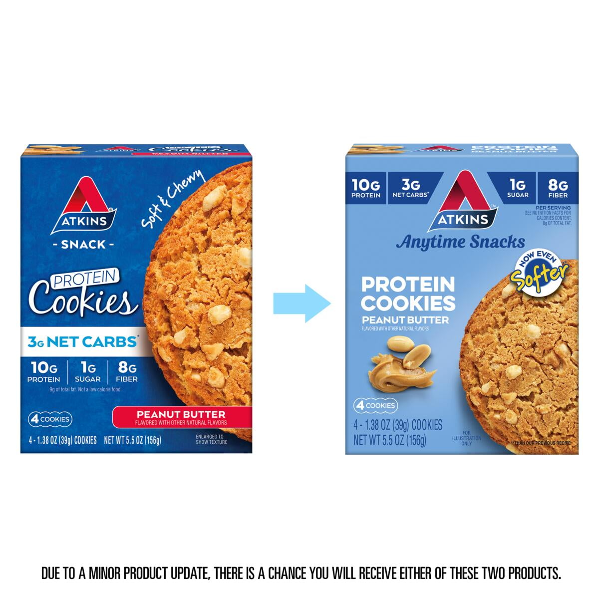 (3 pack) Atkins Soft and Chewy Peanut Butter Protein Cookie, Keto Friendly, High Protein, Low Carb, Keto Friendly, 4 Count