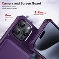 thumbnail image 4 of Dteck Wallet Case with Tempered Glass Screen Protector for iPhone 16 Pro Max,Magnetic Leather Card Slots Case Shockproof Flip Rubber Stand Cover,Purple, 4 of 7