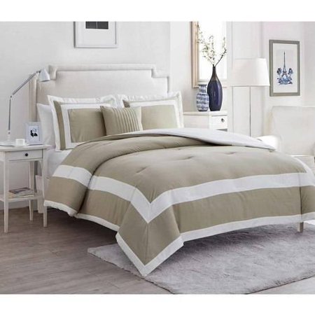 Vcny Home Avianna 4 Piece Hotel Bedding Comforter Set Queen Tan