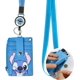 thumbnail image 1 of portatarjetas con cordón, 5 ranuras para tarjetas y 1 bolsillo con cremallera, longitud total 57 cm, porta credencial con hebilla retráctil, lindo estilo de dibujos animados azul, 1 of 5