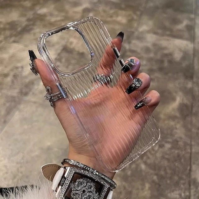 Soft Corrugated Transparent Phone Case For iPhone 11 12 13 14 15 Pro Max Shockproof Silicone Clear Bumper Cover