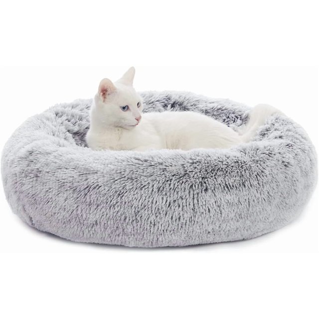 Calming Donut Dog Bed es Round Fluffy for Large Dogs -Anxiety Plush Machine Washable ( Large)