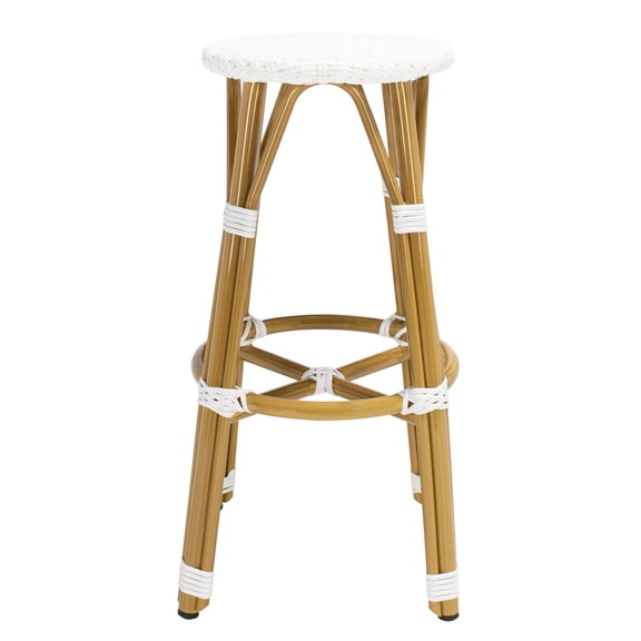 SAFAVIEH Kelsey Outdoor Patio Rattan Bar Stool, White