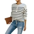 thumbnail image 2 of Long Sleeved Women Stripd Print Casual Knit Sweater Pullover, 2 of 4