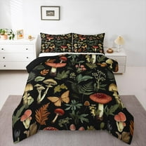 Homewish Botanical Mushroom 2pcs Bedding Comforter Set for Boys Girls,Flying Butterfly Twin Comforter Sets,Tree Leaves Breathable Bedding Set,Super Cozy Room Decor,Reversible