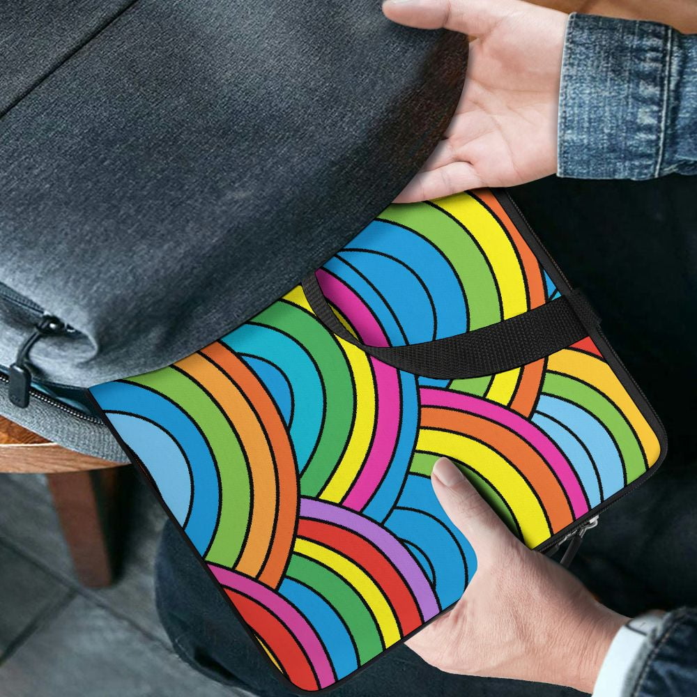 JRXY Colorful Rainbow Pattern Diving Fabric Laptop Carrying Bag Handle Case 15inch
