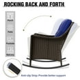 thumbnail image 4 of COOS BAY Stone Harbor 3-Piece Brown Wicker Patio Furniture Set Outdoor Conversation Set with Blue Olefin Cushions, Rocking Chairs, Side Table, 4 of 10