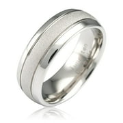 100S JEWELRY White Gold Tungsten Rings For Men Women Wedding Band SandBlasted Finish Dome Edge Sizes 6-16 (Tungsten, 16)