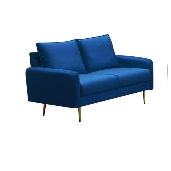 Kingway Furniture Almor Velvet Living Room Loveseat in Space Blue