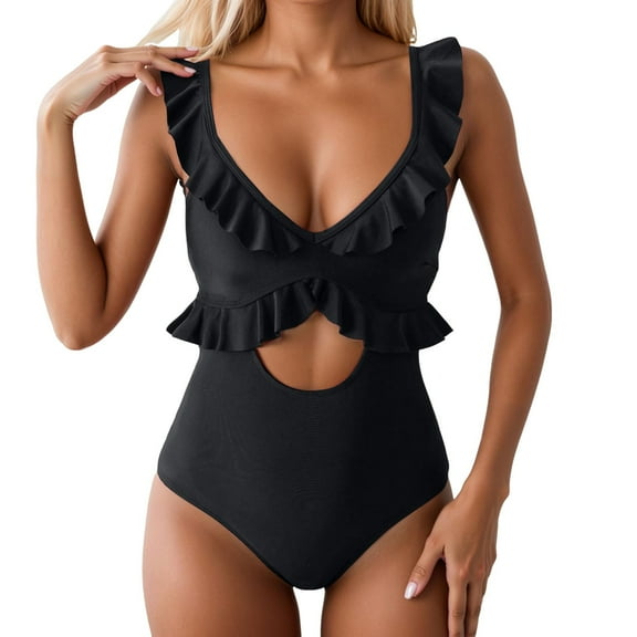 Afdoent One Piece Swimsuit Women Swimsuit For Women Ruffle Bathing Suit V Neck Ruched Swim Suit Tummy Control Swimwear 2026 Summer Swimwear
