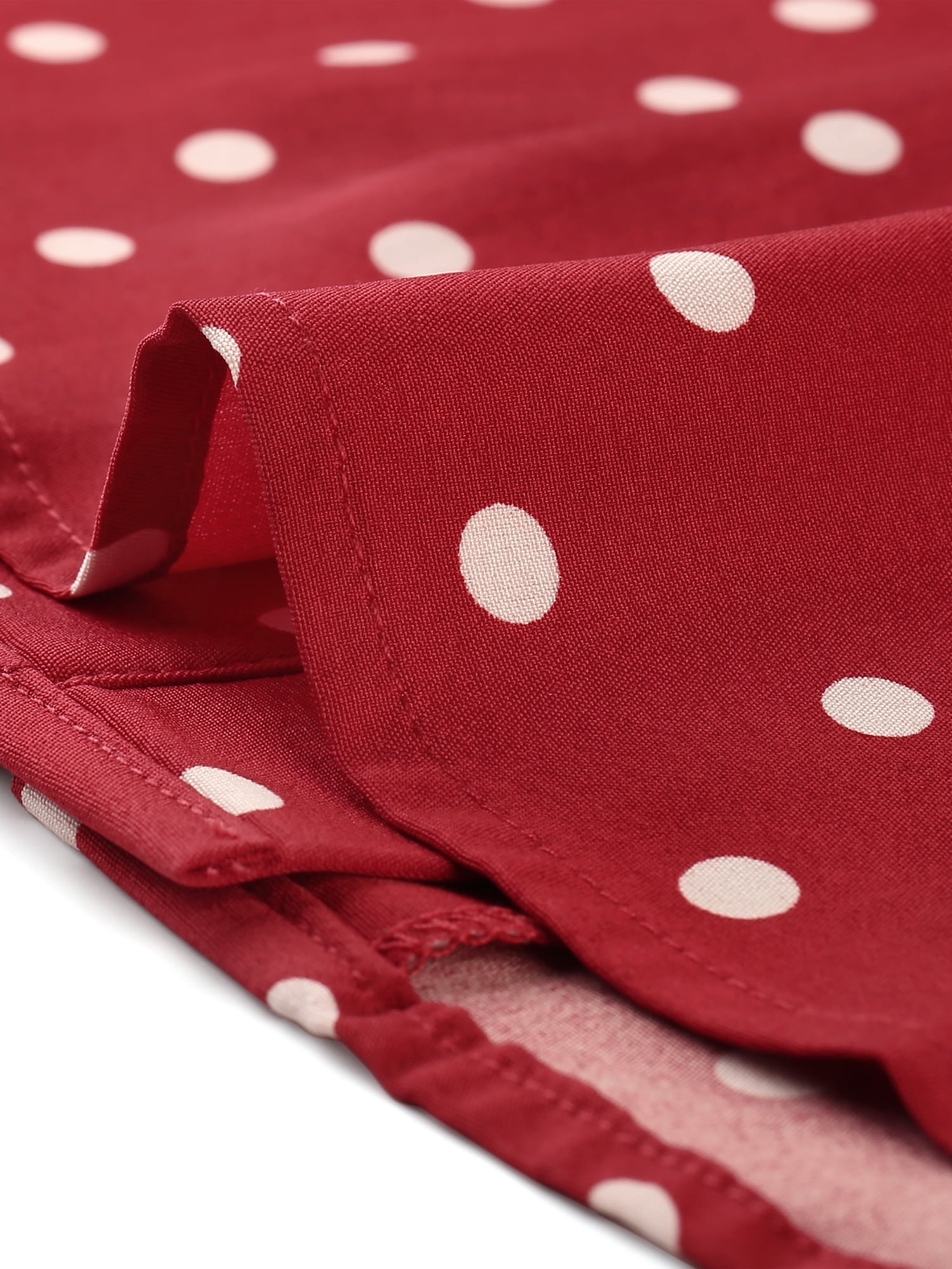 DARING DIVA Women's V Neck Polka Dots 3/4 Sleeve Casual Button Blouse S Red
