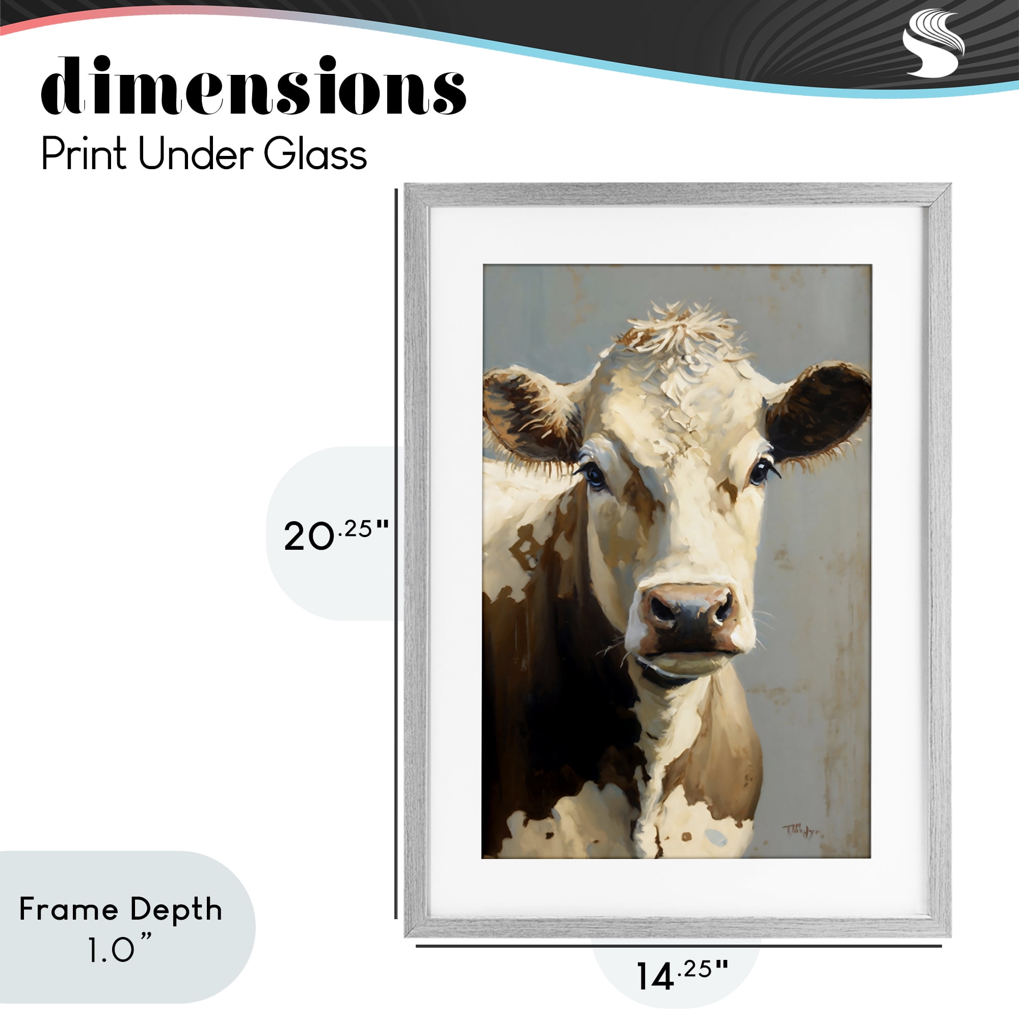 Stupell Industries Farmhouse Cow with Gentle Gaze Gray Framed Print Under Glass, design by Creative Studio