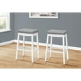 thumbnail image 3 of Monarch Specialties Bar Stool, Set Of 2, Bar Height, Saddle Seat, Wood, Pu Leather Look, White, Grey, Transitional, 3 of 4